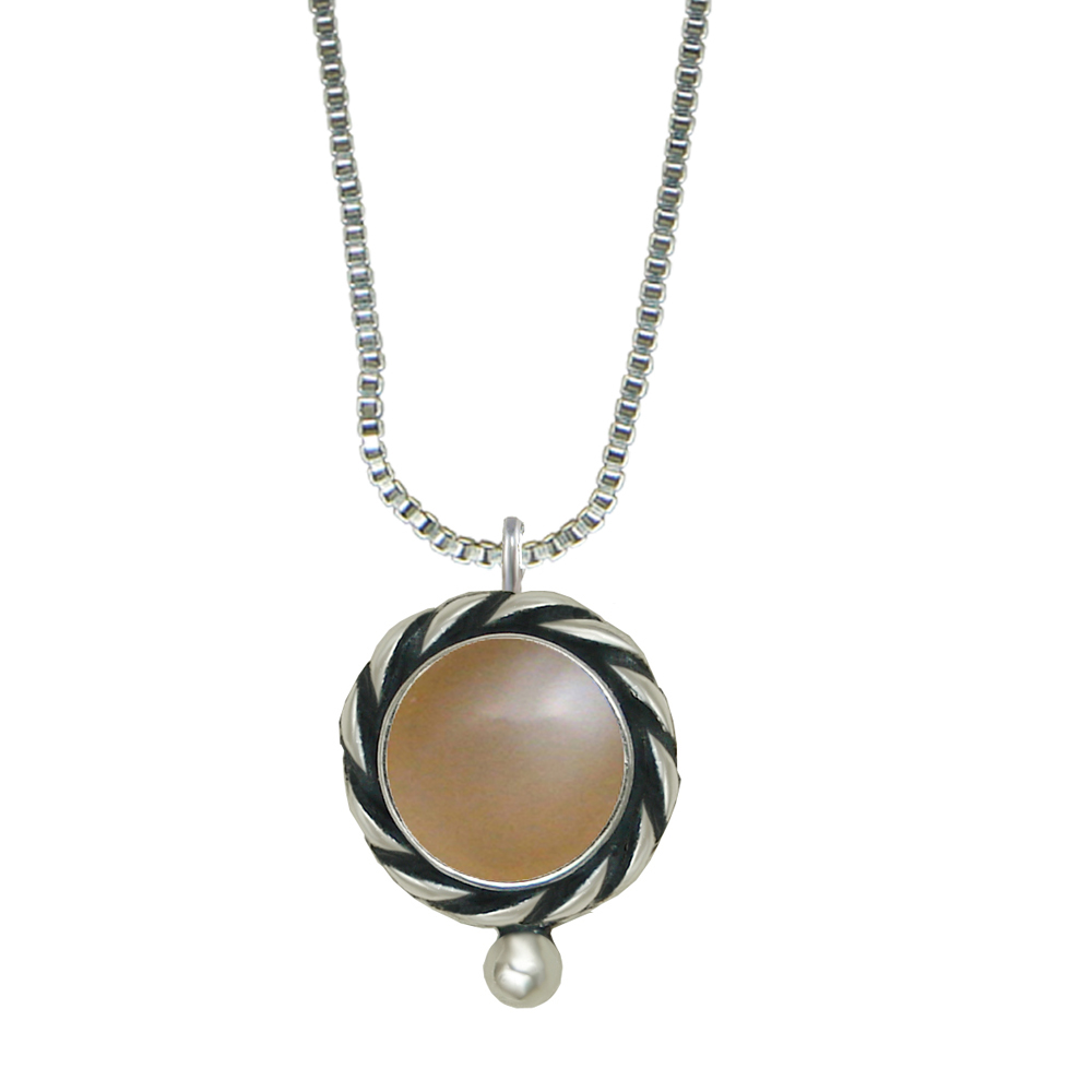 Sterling Silver Little Peach Moonstone Pendant Necklace
